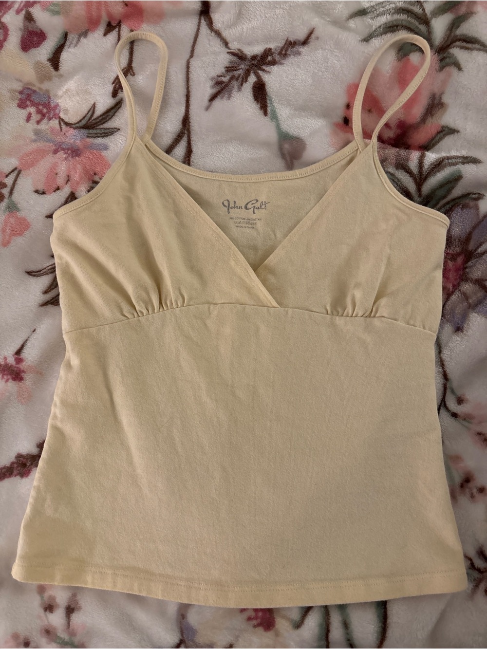 Brandy Melville Pale Yellow Spaghetti-Strap V-Neck Camisole